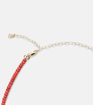 Bamboo coral and 14kt gold charm necklace | Sydney Evan