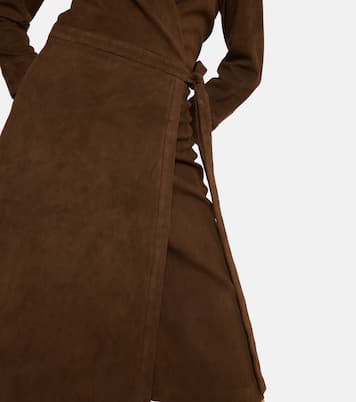 Robe portefeuille midi Ross en daim | Stouls