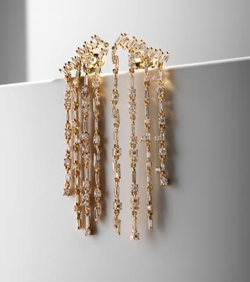 Pendientes con flecos de oro de 18 ct con diamantes | Suzanne Kalan