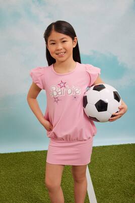 x Barbie® embellished cotton-blend dress | Monnalisa