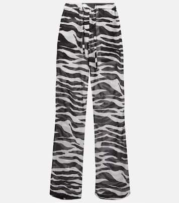 Zebra-print cotton muslin wide-leg pants | The Attico
