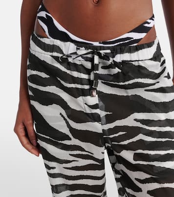 Zebra-print cotton muslin wide-leg pants | The Attico