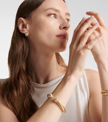 DY Mercer® sterling silver and 18kt gold huggie earrings with diamonds | David Yurman