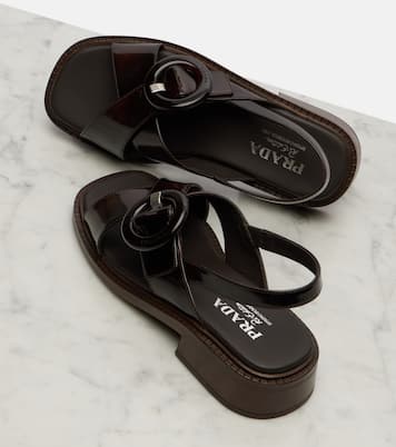 Leather slingback sandals | Prada