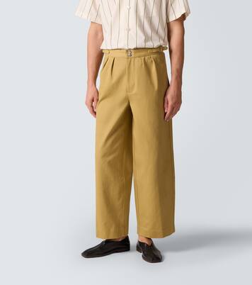 Cotton twill wide-leg pants | Bode