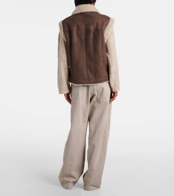 Weste aus Veloursleder mit Shearling | Brunello Cucinelli