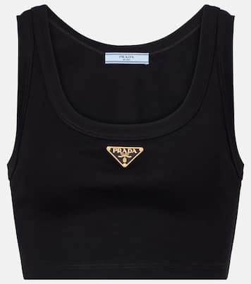 Logo cotton crop top | Prada