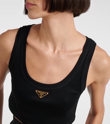 Logo cotton crop top | Prada