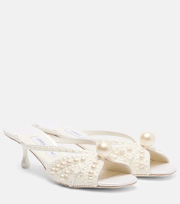 Verzierte Pantoletten Siva 50 aus Satin | Jimmy Choo
