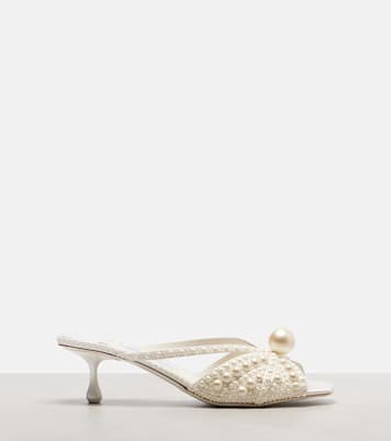 Verzierte Pantoletten Siva 50 aus Satin | Jimmy Choo
