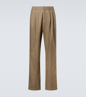 Pleated denim wide-leg pants | Dries Van Noten