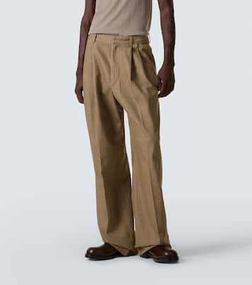 Pleated denim wide-leg pants | Dries Van Noten