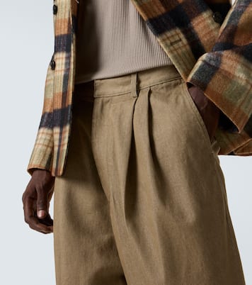 Pleated denim wide-leg pants | Dries Van Noten