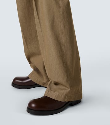 Pleated denim wide-leg pants | Dries Van Noten