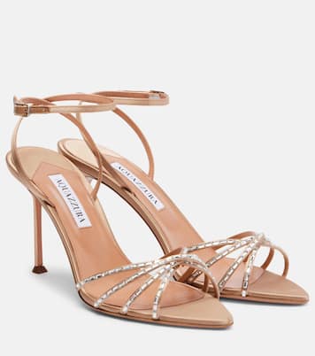 Sandali Tell Me 85 in raso con cristalli | Aquazzura