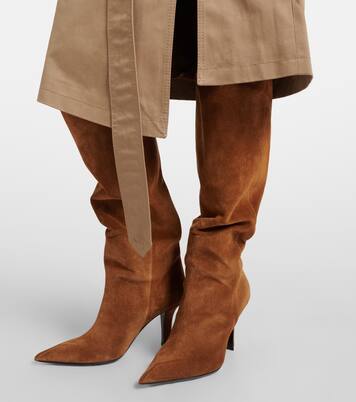 Bottes Christine 80 en daim | Amina Muaddi