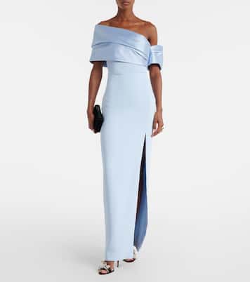 Alexis asymmetric off-shoulder gown | Solace London