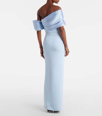 Alexis asymmetric off-shoulder gown | Solace London