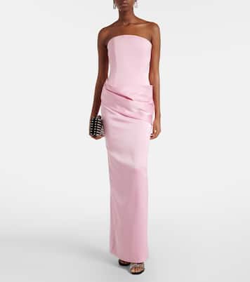 Draped satin crêpe bustier gown | Alex Perry