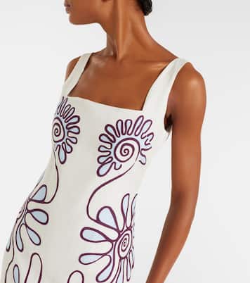 Robe midi Amaranta imprimée en lin | Cala de la Cruz