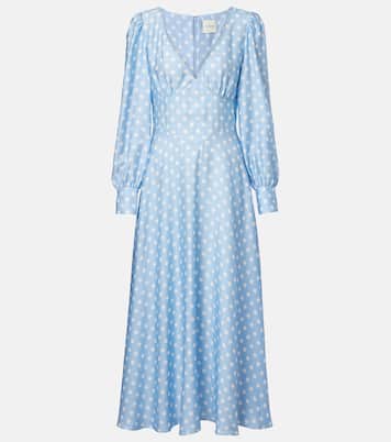 Tilly polka-dot satin midi dress | Posse
