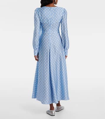 Tilly polka-dot satin midi dress | Posse