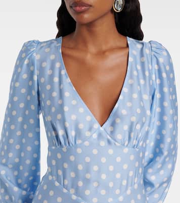 Tilly polka-dot satin midi dress | Posse