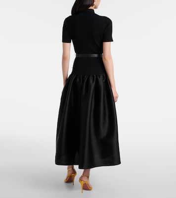 Belted keyhole cutout taffeta midi dress | Self-Portrait