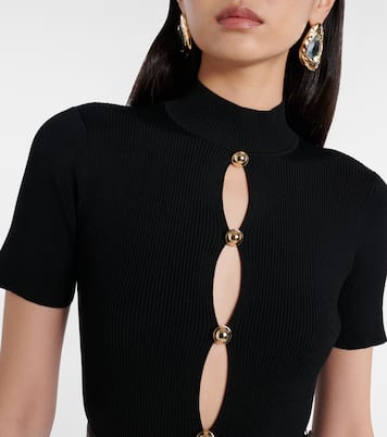 Belted keyhole cutout taffeta midi dress | Self-Portrait