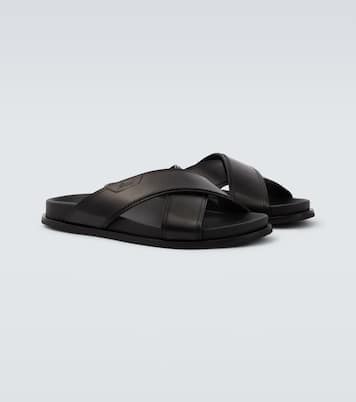 Criss-Cross leather slides | Brioni