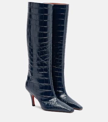 Mona croc-effect leather knee-high boots | Amina Muaddi