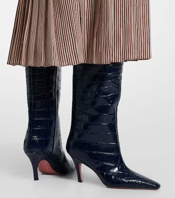 Mona croc-effect leather knee-high boots | Amina Muaddi