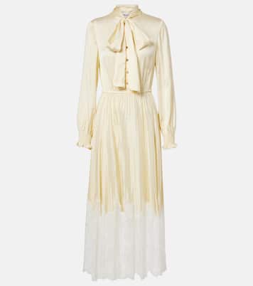 Midikleid aus Satin mit Spitze | Self-Portrait