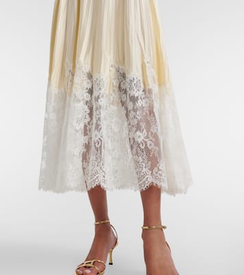 Midikleid aus Satin mit Spitze | Self-Portrait