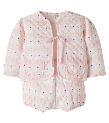 Baby floral quilted jacket and shorts set | Bebe Organic