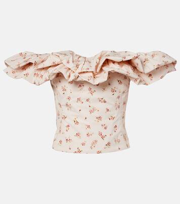 Dalia floral off-shoulder cotton top | Markarian