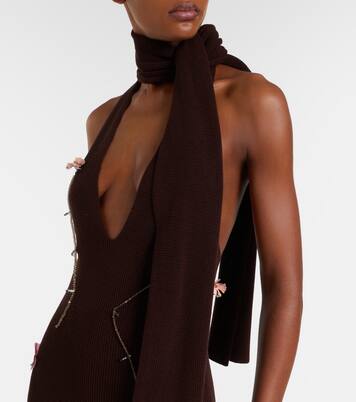 Stem floral-appliqué knitted maxi dress | Aya Muse