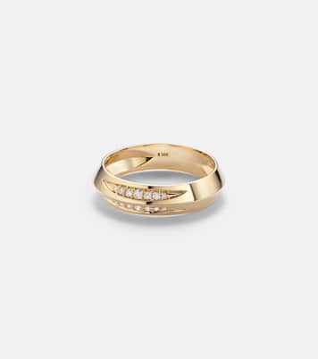 Knife Edge 14kt gold ring with diamonds | Stone and Strand