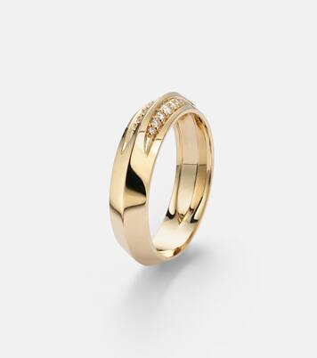 Knife Edge 14kt gold ring with diamonds | Stone and Strand