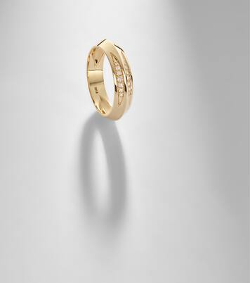 Knife Edge 14kt gold ring with diamonds | Stone and Strand