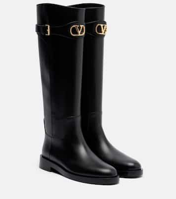 VLogo leather knee-high boots | Valentino Garavani
