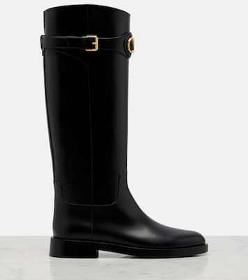 VLogo leather knee-high boots | Valentino Garavani