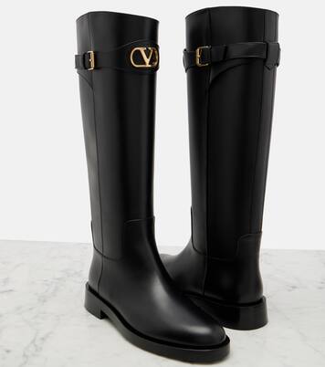 VLogo leather knee-high boots | Valentino Garavani