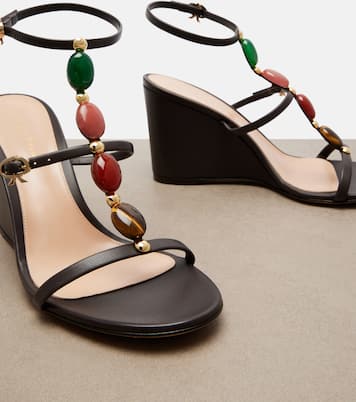 Verzierte Wedge-Sandalen aus Leder | Gianvito Rossi