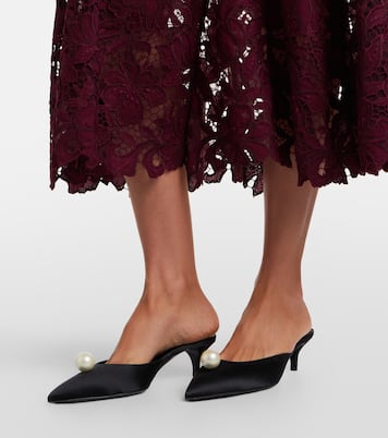 Belted floral guipure lace midi dress | Self-Portrait