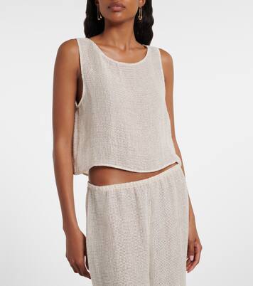 Stella sequined linen-blend tank top | Leset