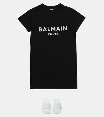 Robe t-shirt en coton à logo | Balmain Kids