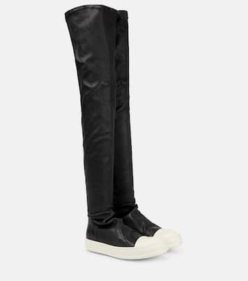 Stocking over-the-knee leather boots | Rick Owens