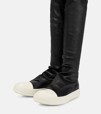 Stocking over-the-knee leather boots | Rick Owens