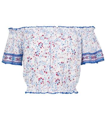 Blouse Camilla imprimée à encolure bardot | Poupette St Barth